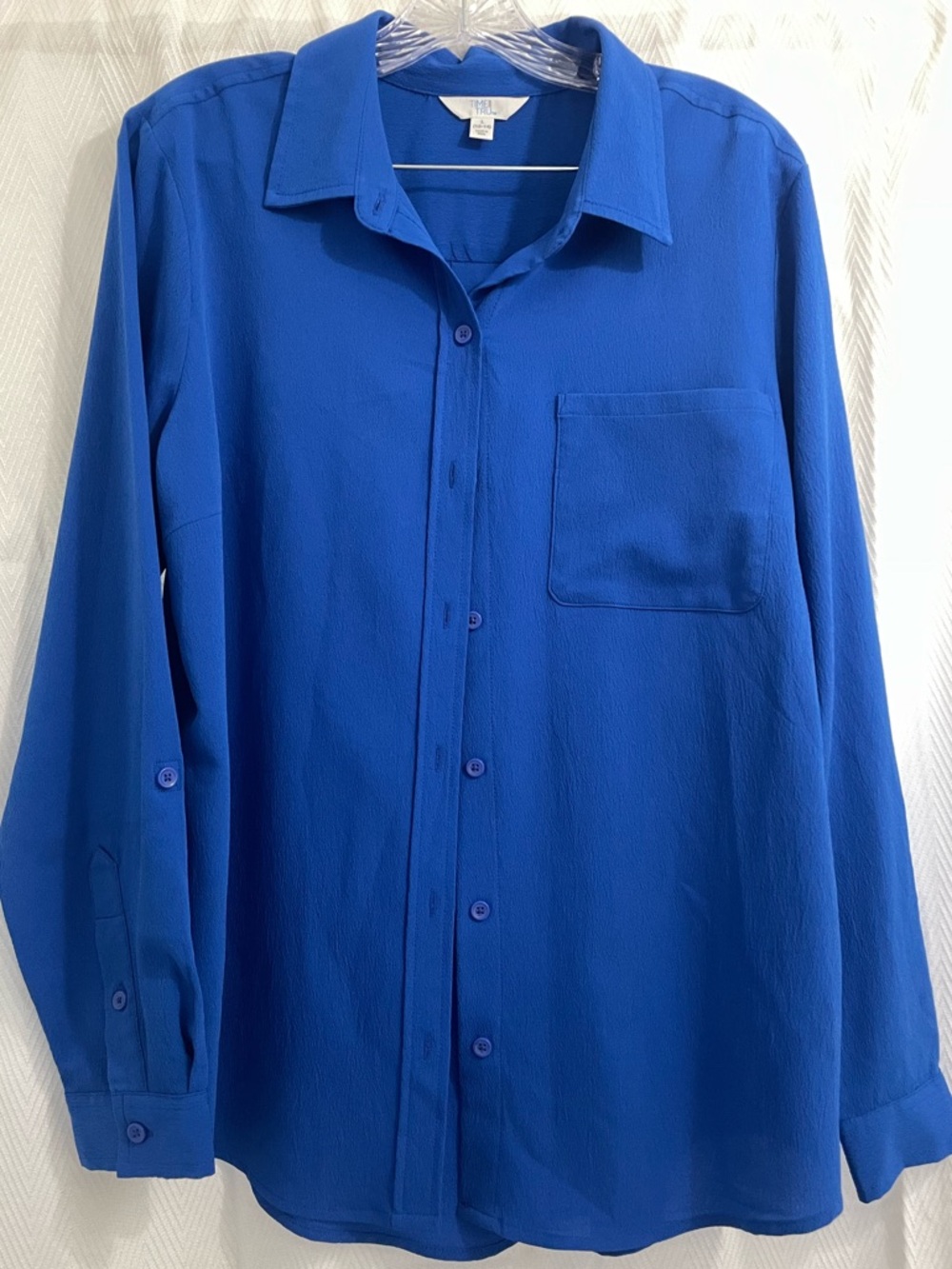 Cobalt Blue Long-Sleeve Button-Up Shirt